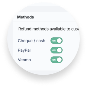 Activate refund methods to offer your customers.
